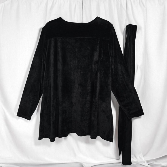 Soft Surroundings Black Velvet Open Front Kimono Jacket Cardigan Tie Belt Large? - Picture 2 of 7